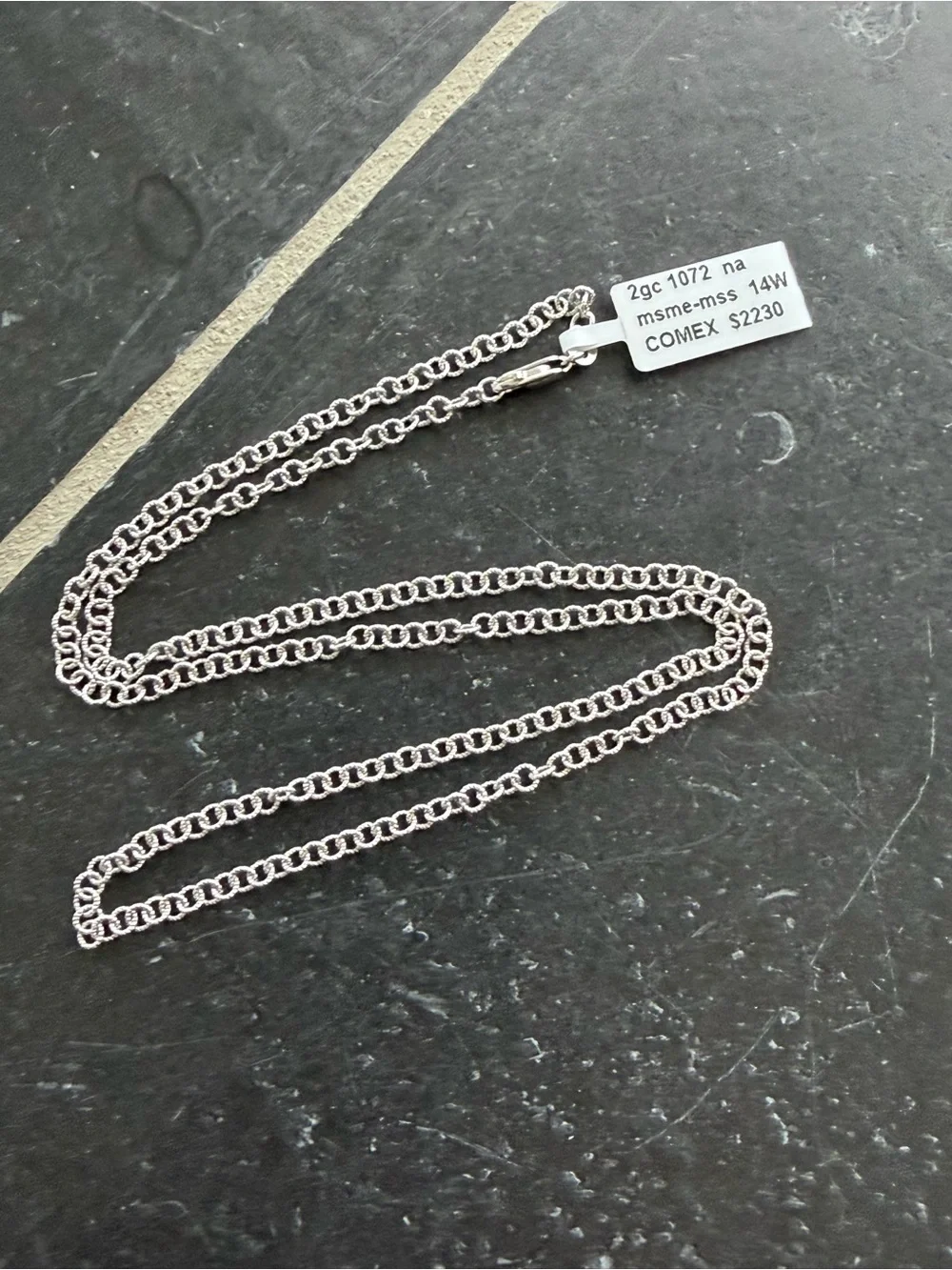 14K White Gold Double-Round Link Necklace - 20” long